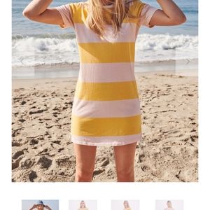 Sundry rugby tshirt dress yellow stripe